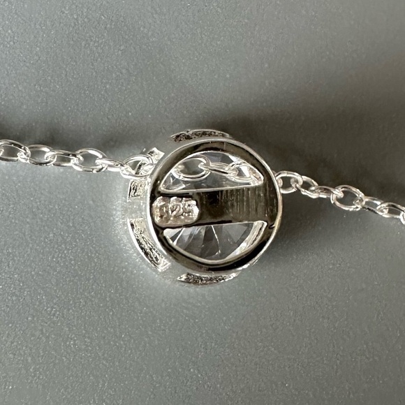 Sterling Silver Bezel Set Crystal Necklace - Picture 5 of 11